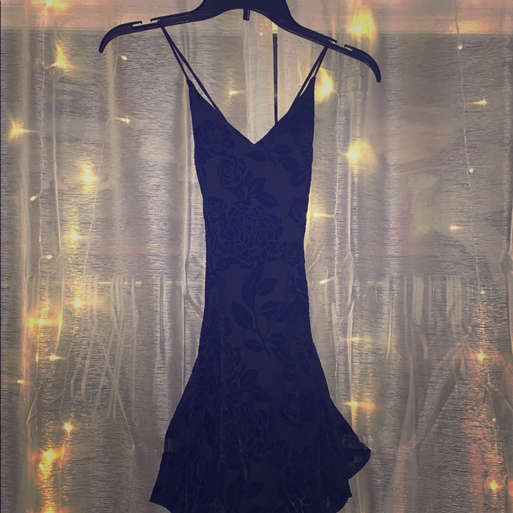 Black A-line party dress.